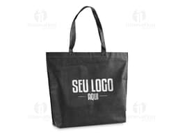 TOTE BAG 480 x 380 mm in light brown, made of durable paper, empty, with a rope handle, metal lock closure, and a yellow