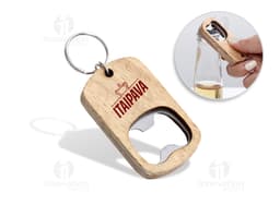 Chaveiro abridor de madeira - Um item prático e sofisticado para presentear. Com design elegante e funcional, esse chaveiro