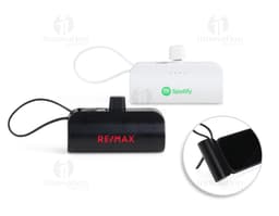 Power bank 5.000mAh c/ suporte em formato 3D. O carregador portátil possui conexão USB, feito de plástico com acabamento