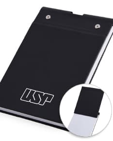 Bloco de anotações em couro sintético para uso em escritório, com design moderno e espaço para armazenar informações importantes. Ideal para guardar notas, documentos e ideias de forma organizada.