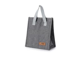 Oxford thermal bag 5L with Velcro in brown, with black strap and zipper. Ideal for transporting food and beverages and keeps