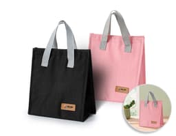 Oxford thermal bag 5L with Velcro in brown, with black strap and zipper. Ideal for transporting food and beverages and keeps