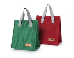 Oxford thermal bag 5L with Velcro in brown, with black strap and zipper. Ideal for transporting food and beverages and keeps