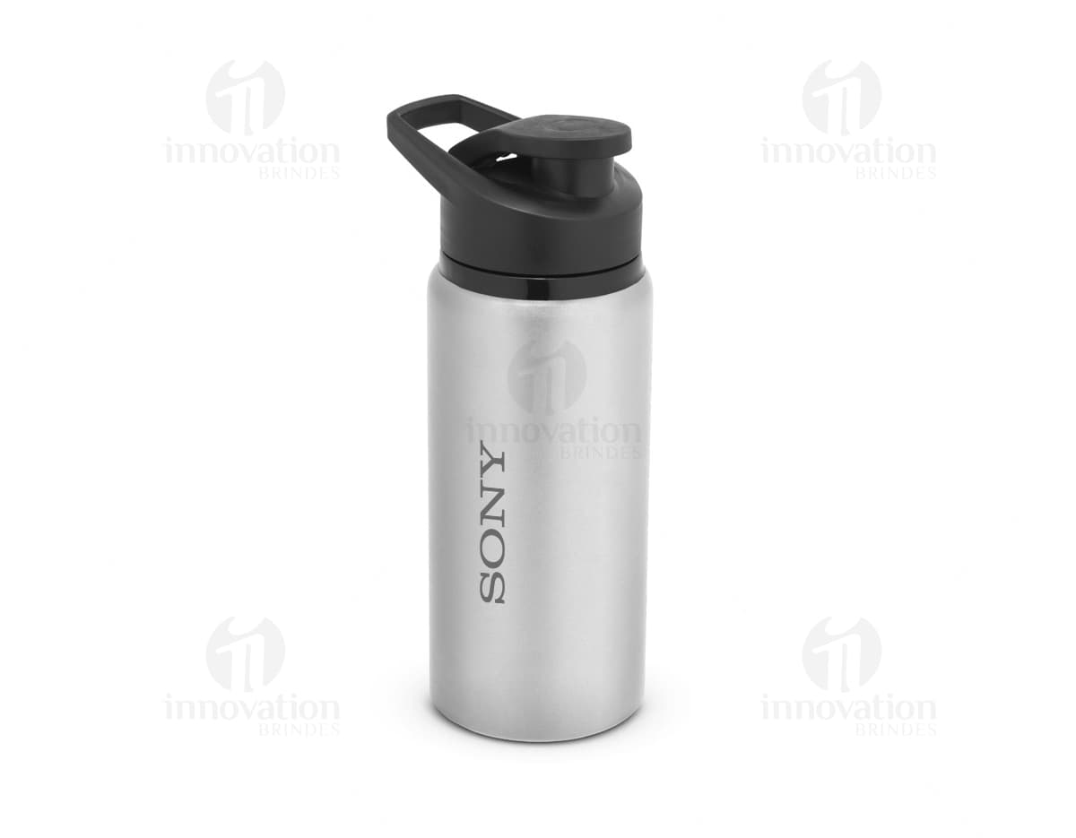 Garrafa de alumínio com acabamento mate de 660ml, contendo líquido.