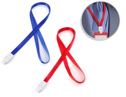 Cordão para Crachá Poliéster com design moderno e colorido, com linhas curvas e onduladas em um padrão artístico e abstrato.