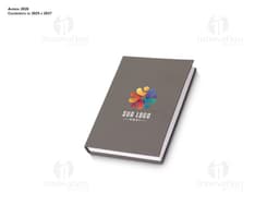 2025 blue rubberized planner with an elastic closure.