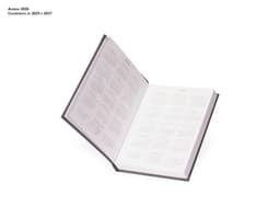 2025 blue rubberized planner with an elastic closure.