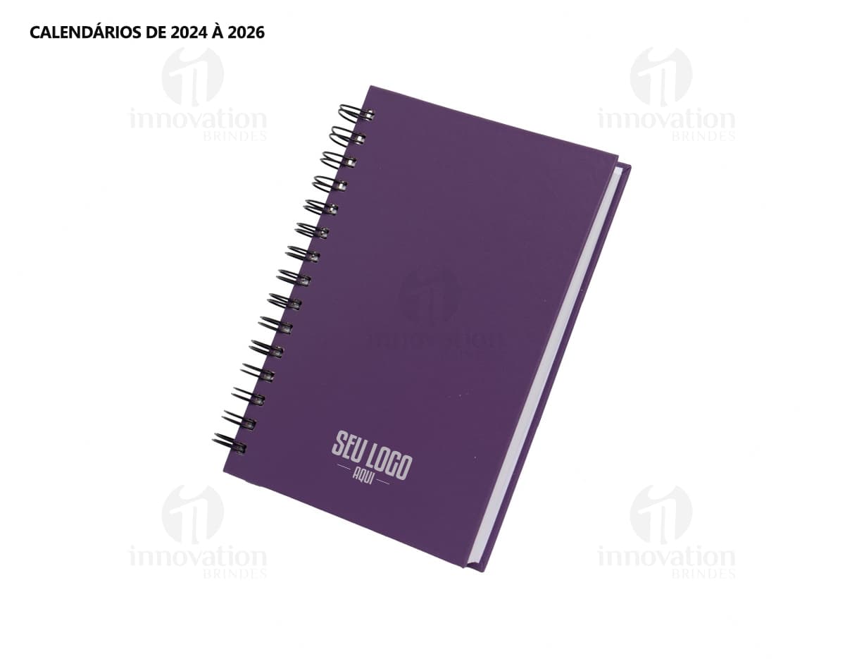 Agenda 2025 Cromato prata com design moderno e espaço para escrever notas, feita de metal resistente. Ao fundo, um campo de golfe e um notebook aberto com driver e roteador.