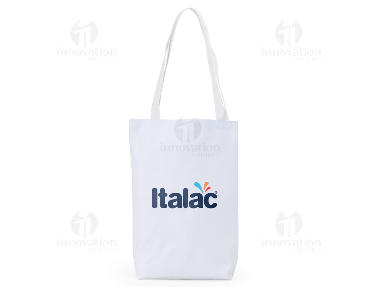 Sacola de nylon amarela vazia com alça de metal e zíper. Design moderno e elegante, ideal para compras ou presentes.