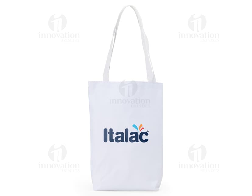 Sacola de nylon amarela vazia com alça de metal e zíper. Design moderno e elegante, ideal para compras ou presentes.