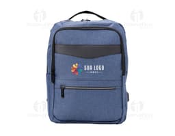 Mochila negra de nylon con capacidad de 22L, cuenta con soporte USB integrado. Posee asa, cremallera, bolsillo de