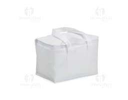 Imagem de uma bolsa térmica de 6 litros em TNT, um produto eletrônico, equipamento de escritório e de transportar, com design