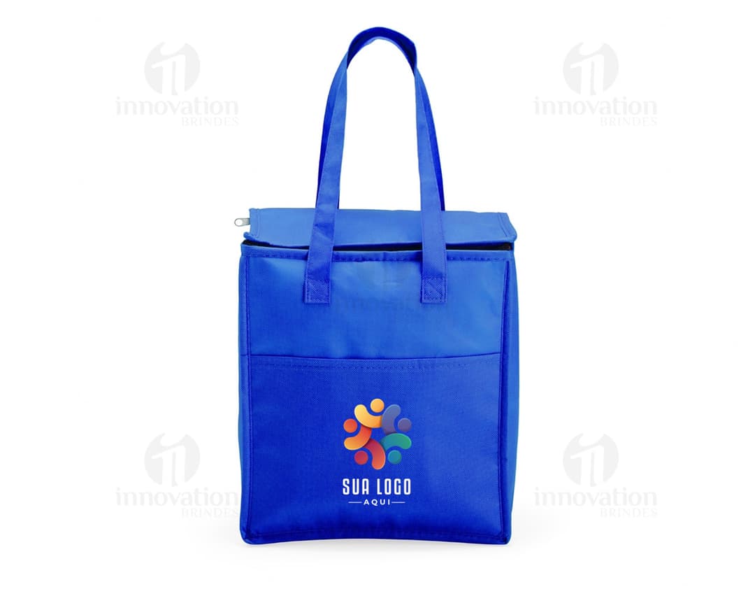 Borsa térmica de 9 litros en cuero marrón, con cierre de cremallera, asa de transporte y diseño elegante. Ideal para mantener