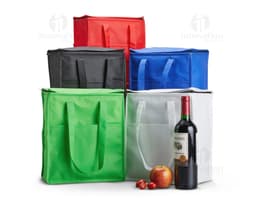 Borsa térmica de 9 litros en cuero marrón, con cierre de cremallera, asa de transporte y diseño elegante. Ideal para mantener