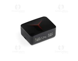 Fone Bluetooth Touch com Case Carregador em metal preto e prata, com design moderno e tecnológico. Possui botões de controle