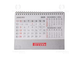 Calendário de Mesa 2024 em Papel 115g. com design moderno e organizado, contendo datas, meses, semanas e dias do ano. Ideal