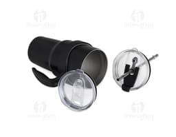 Caneca Térmica Inox 800ml com tampa de rosca e alça resistente.