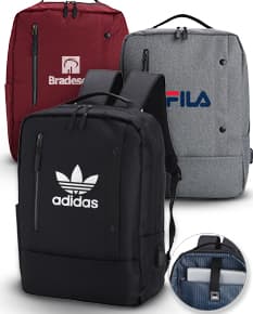 Mochila preta de nylon com 22 litros de capacidade, possui entrada USB e 4 compartimentos. Ideal para uso em viagens de negócios ou no dia a dia para transportar objetos e equipamentos de forma organizada.
