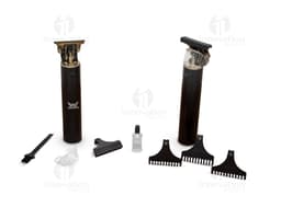 Silhueta de uma máquina de cortar cabelo com corpo de alumínio, ícone preto de design moderno.