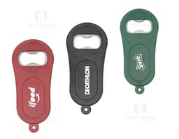 Abridor de garrafa plástico moderno e prático para brindes personalizados. Ideal para abrir garrafas de forma rápida e