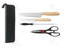 Este kit churrasco 4 peças é o acessório perfeito para os amantes do churrasco. Com alças de couro, utensílios de aço