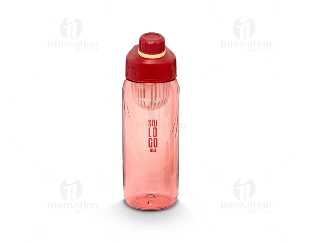Squeeze plástico de 800ml para líquidos. Embalagem transparente, clean e saudável. Ideal para hidratação e cuidados de