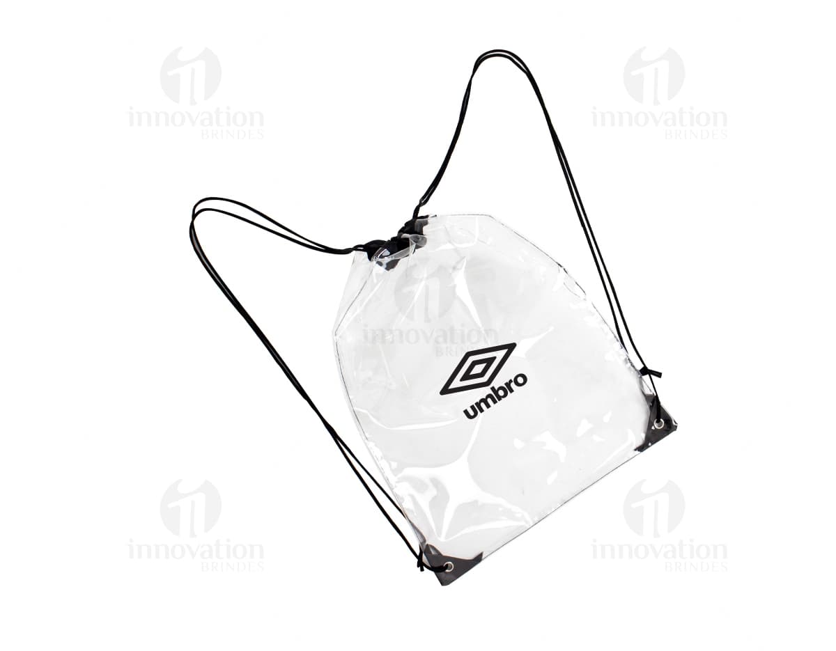 Mochila Saco em PVC preta com design de corações cor de rosa, estilo vintage. Ideal para compras, presente ou decoração. Traz um símbolo de amor e elegância.