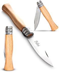 Um canivete feito em aço inoxidável com cabo de madeira, ideal para quem busca qualidade e praticidade em um utensílio cortante. Perfeito para uso em camping, pesca, trilhas e atividades ao ar livre. Garanta o seu!