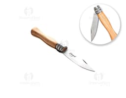 A knife made of stainless steel with a wooden handle, ideal for those seeking quality and practicality in a cutting tool.