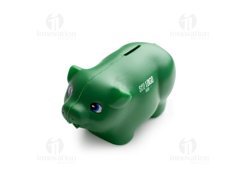 Imagem de um cofre plástico cor de rosa em forma de porquinho, utilizado para economizar dinheiro e fazer investimentos financeiros. O cofre tem um design de porquinho bonito e é ideal para guardar moedas e notas. Ideal para ensinar crianças sobre a importância de poupar dinheiro.