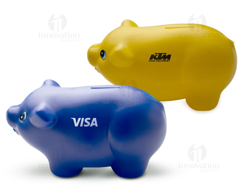 Imagem de um cofre plástico cor de rosa em forma de porquinho, utilizado para economizar dinheiro e fazer investimentos financeiros. O cofre tem um design de porquinho bonito e é ideal para guardar moedas e notas. Ideal para ensinar crianças sobre a importância de poupar dinheiro.
