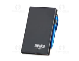 Kit de anotaciones con bolígrafo de cuero - ideal para reuniones de negocios y estudios. Práctico y portátil, posee página en