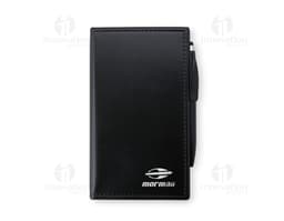 Kit de anotaciones con bolígrafo de cuero - ideal para reuniones de negocios y estudios. Práctico y portátil, posee página en
