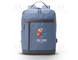 Mochila de nylon preta de 21 litros com alça USB, ideal para negócios e viagens. Compartimentos internos para laptop