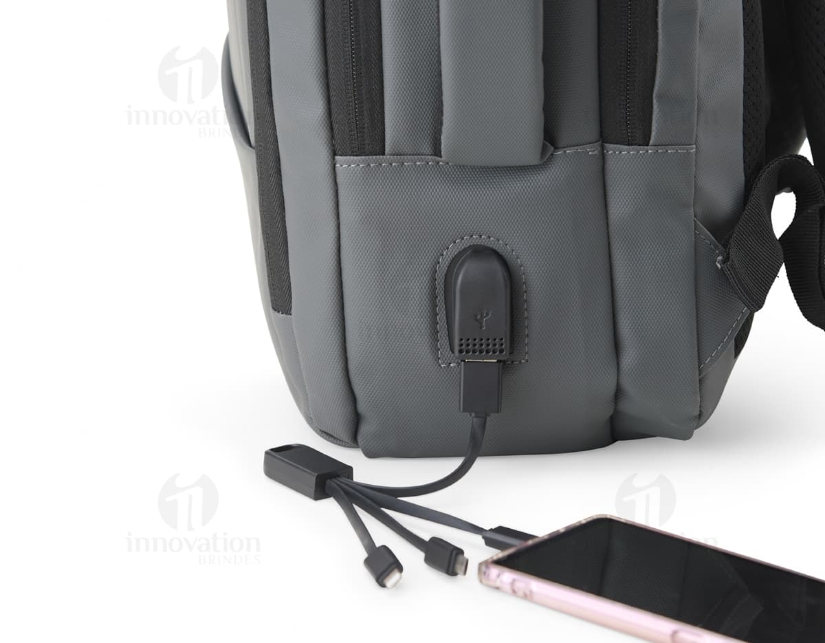 mochila couro sintético usb 23 litros Personalizado