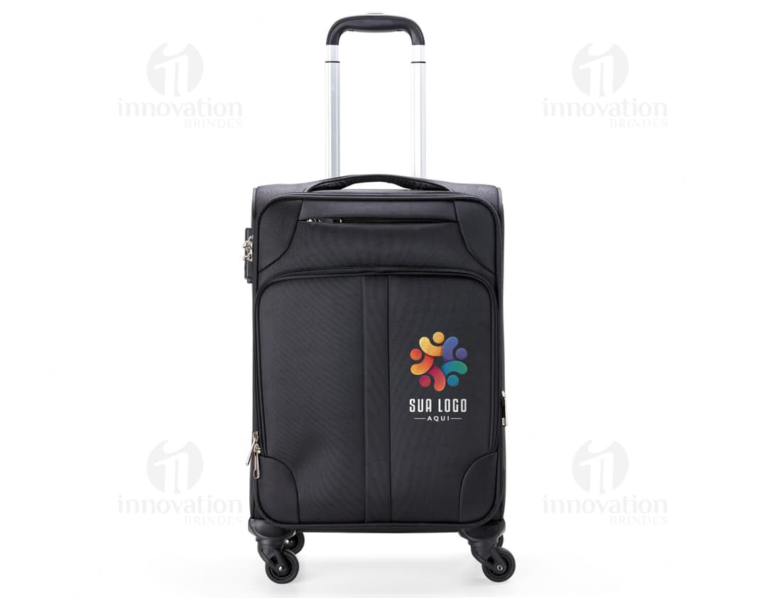 Maleta de viaje de 48 litros en cuero negro, moderna y elegante, ideal para viajes de negocios. Incluye asa de mano