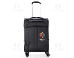 Maleta de viaje de 48 litros en cuero negro, moderna y elegante, ideal para viajes de negocios. Incluye asa de mano