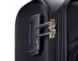Maleta de viaje de 48 litros en cuero negro, moderna y elegante, ideal para viajes de negocios. Incluye asa de mano