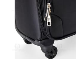 Maleta de viaje de 48 litros en cuero negro, moderna y elegante, ideal para viajes de negocios. Incluye asa de mano