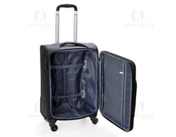 Maleta de viaje de 48 litros en cuero negro, moderna y elegante, ideal para viajes de negocios. Incluye asa de mano