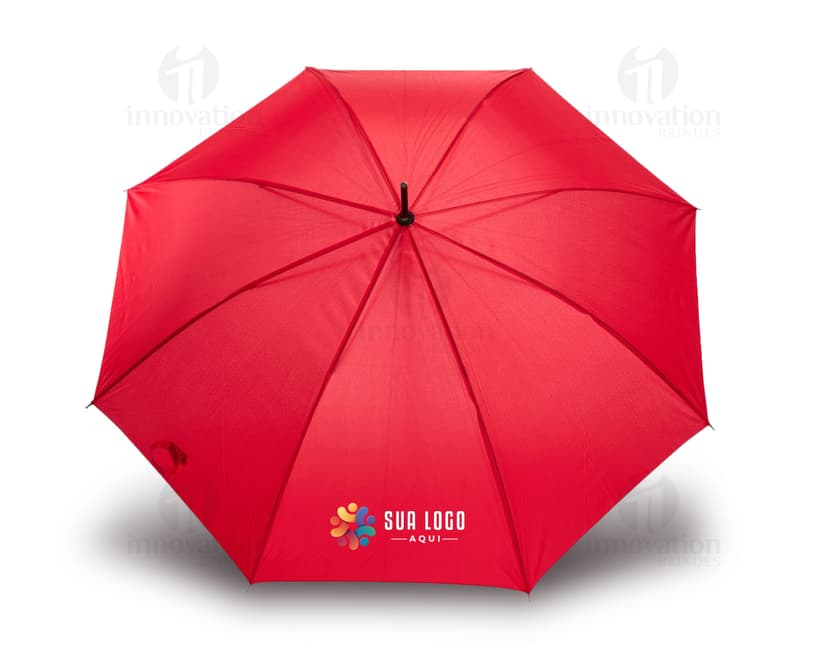 Guarda chuva automático em design moderno e colorido, com estampa de textura e padrão em tons de laranja, amarelo e preto. Possui cabo único e abertura automática, sendo um objeto artístico e criativo para proteção contra chuva e sol.