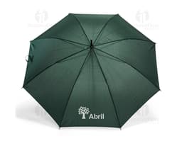 Guarda chuva automático em design moderno e colorido, com estampa de textura e padrão em tons de laranja, amarelo e preto.