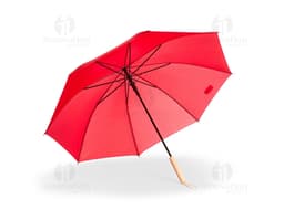 Guarda chuva automático em design moderno e colorido, com estampa de textura e padrão em tons de laranja, amarelo e preto.