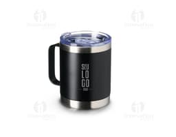 390ml thermal mug in aluminum with handle, ideal for keeping your drink hot for longer. Perfect for home, office, or travel.