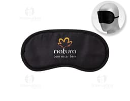 Máscara para dormir preta com suporte para arco, ideal para proteger seus olhos enquanto relaxa. Confortável e moderna, é o