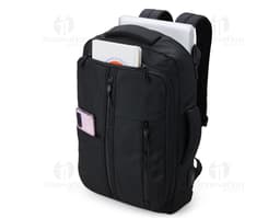 Mochila de nylon 21 litros negra y elegante para viajes y negocios. Compacta y espaciosa, ideal para almacenar sus