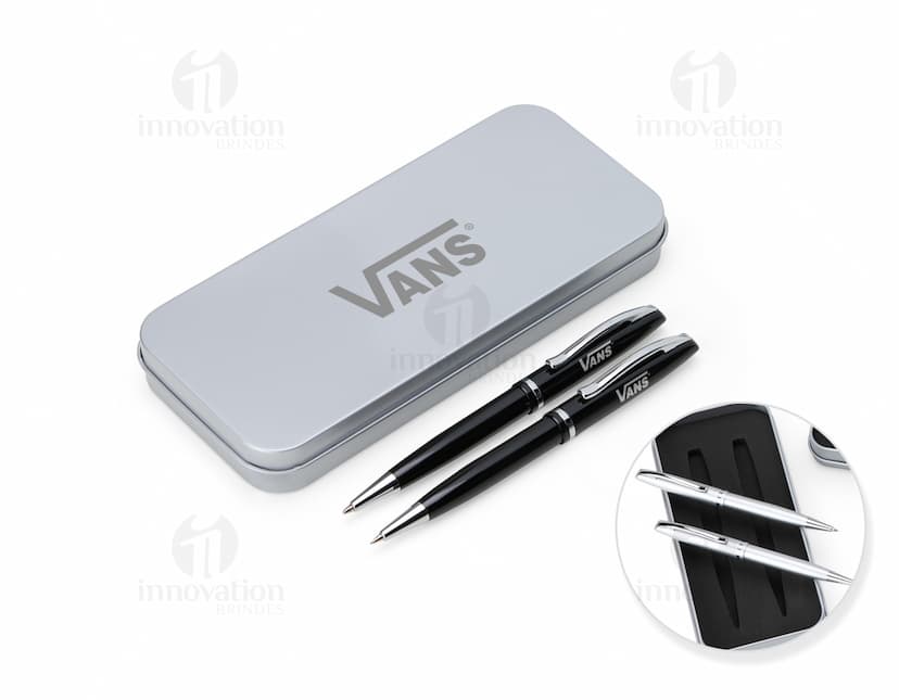Conjunto de caneta e lapiseira de metal para escrita precisa e elegante. Perfeito para uso no escritório, em reuniões de negócios ou em casa. Adquira já o seu!