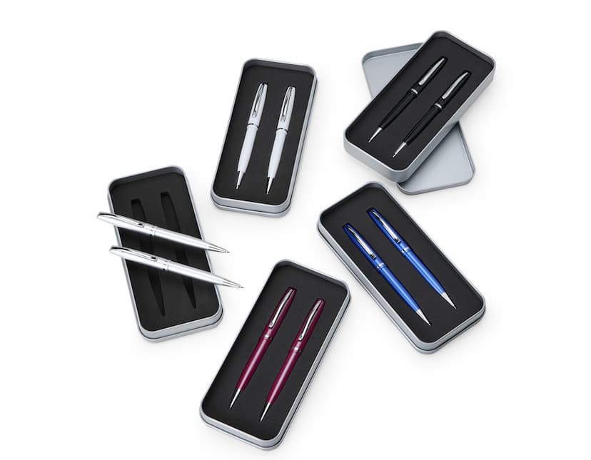 Conjunto metal caneta e lapiseira: tecnologia e elegância para seu escritório. Ideal para business e escrita profissional. Compre já!