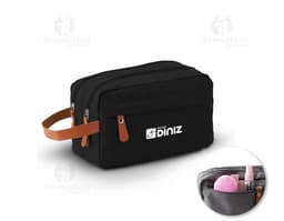 Polyester necessary with black leather, modern equipment with 3 zippers, ideal for storing items, DSLR camera, money