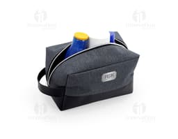Nécessaire de nylon preta para organização e estilo. Ideal para guardar dinheiro, cartões e objetos pessoais com segurança.